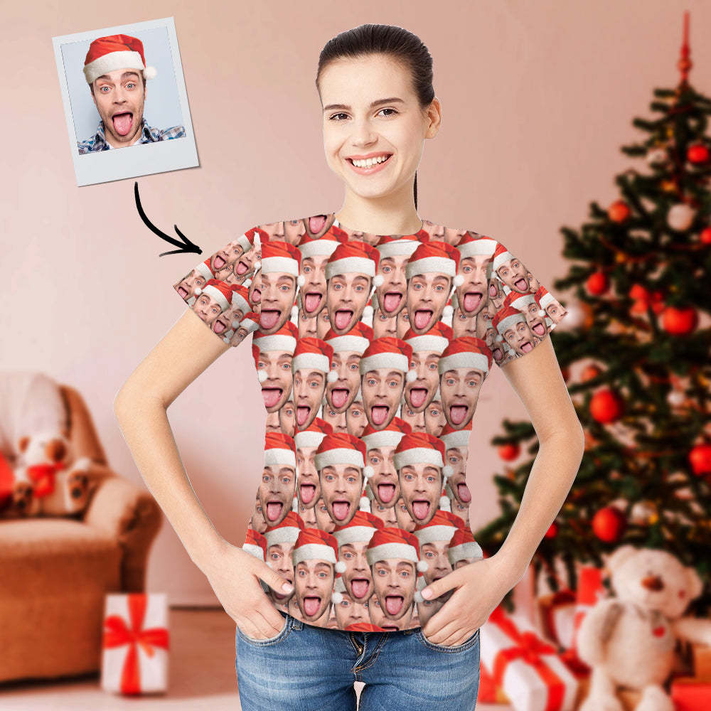 Regalos De Navidad Camiseta Personalizada Mash Face Shirt My Face Camiseta Con Estampado Integral - CalzoncillosfotoES