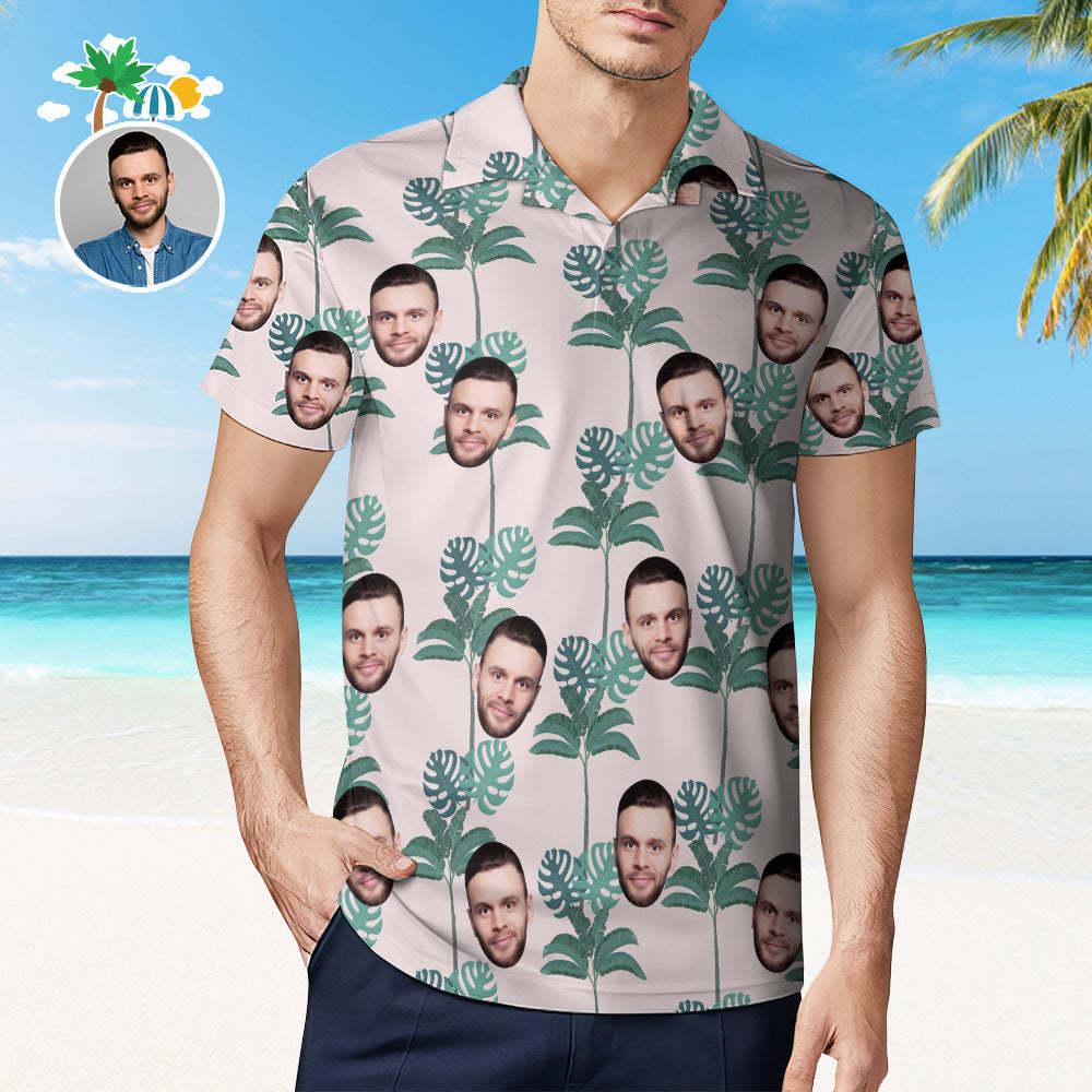 Camisa De Cara Personalizada Para Hombre Camisas De Golf Personalizadas Para Él Palma De Coco - CalzoncillosfotoES