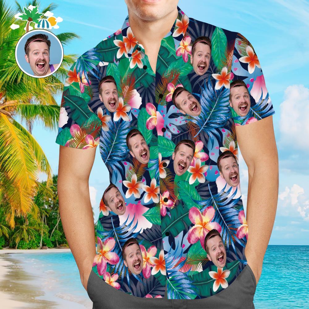Camisas Hawaianas Personalizadas Flores De Colores Previsualización En Línea Camisas Personalizadas Para Hombres De Aloha Beach