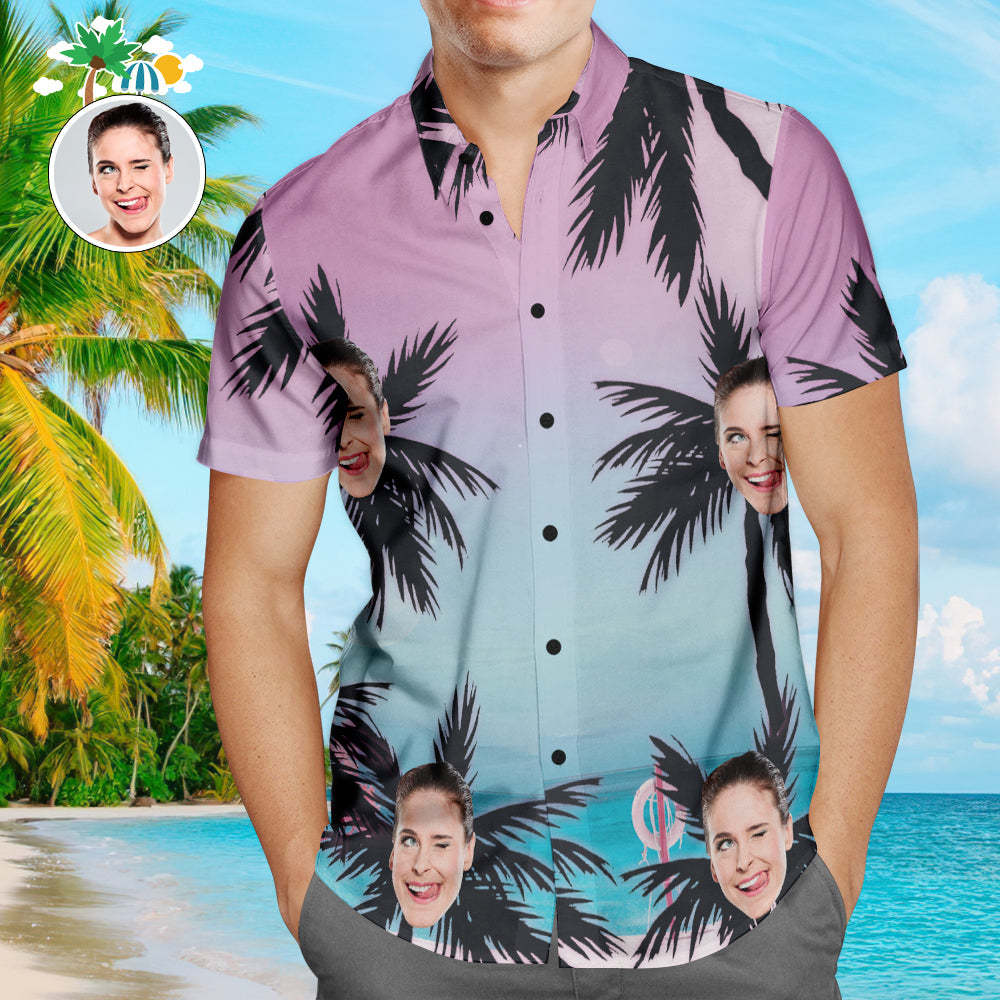 Camisa Hawaiana Personalizada Sea Y Coconut Tree Vista Previa En Línea De La Camisa Masculina Aloha Beach