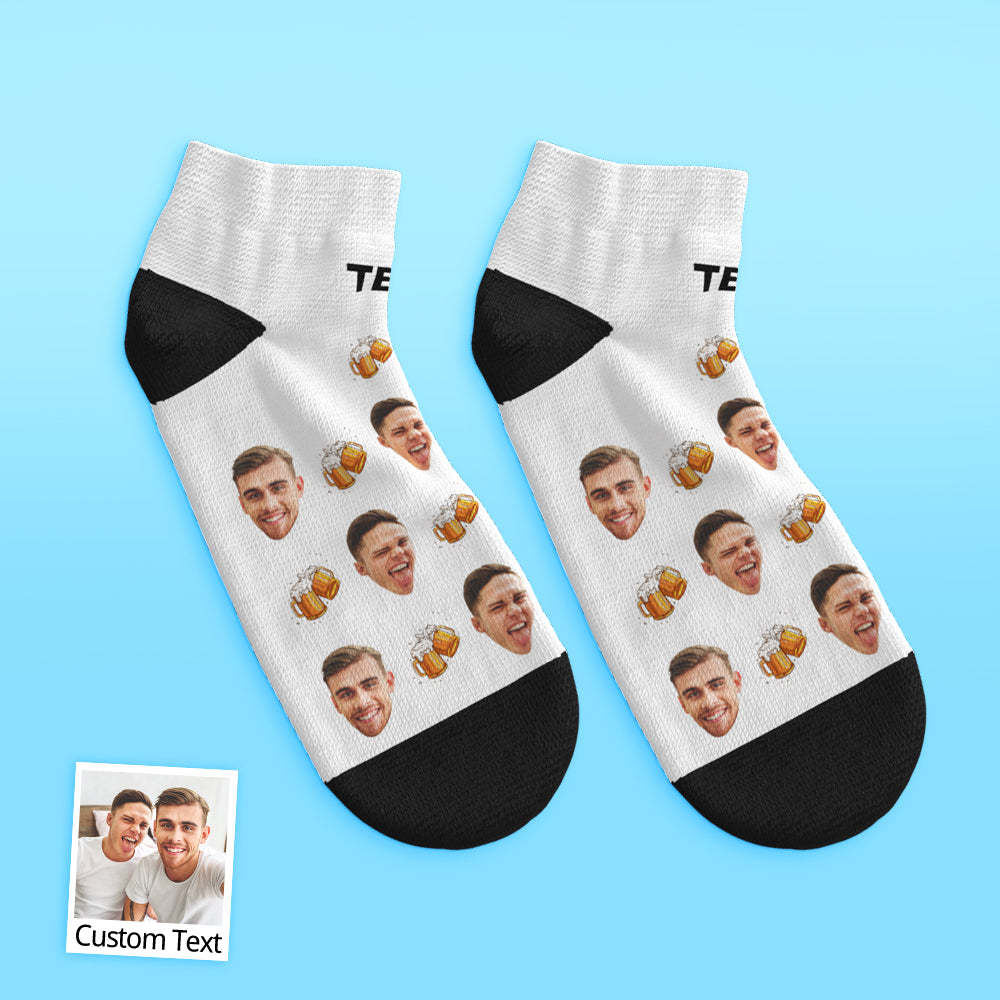Custom Low Cut Ankle Face Socks Beer Party Socks - CalzoncillosfotoES