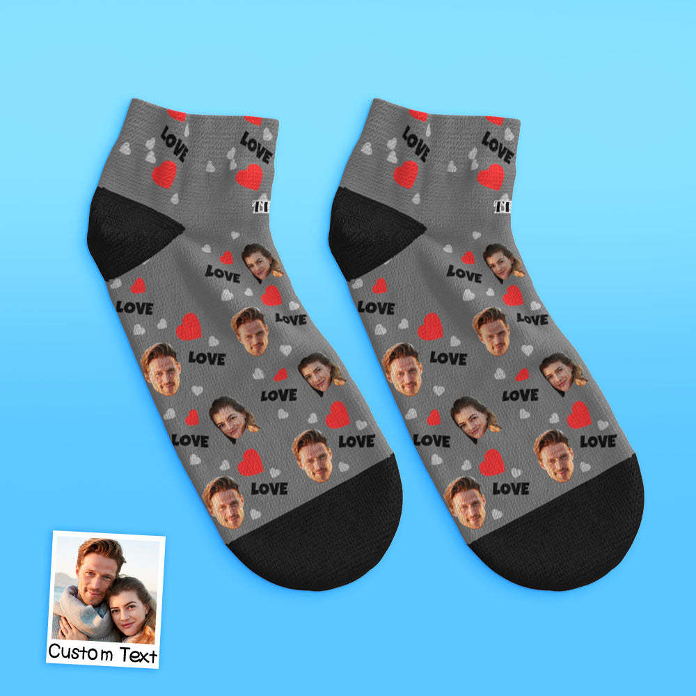Custom Low Cut Ankle Face Socks For Family - Love - CalzoncillosfotoES