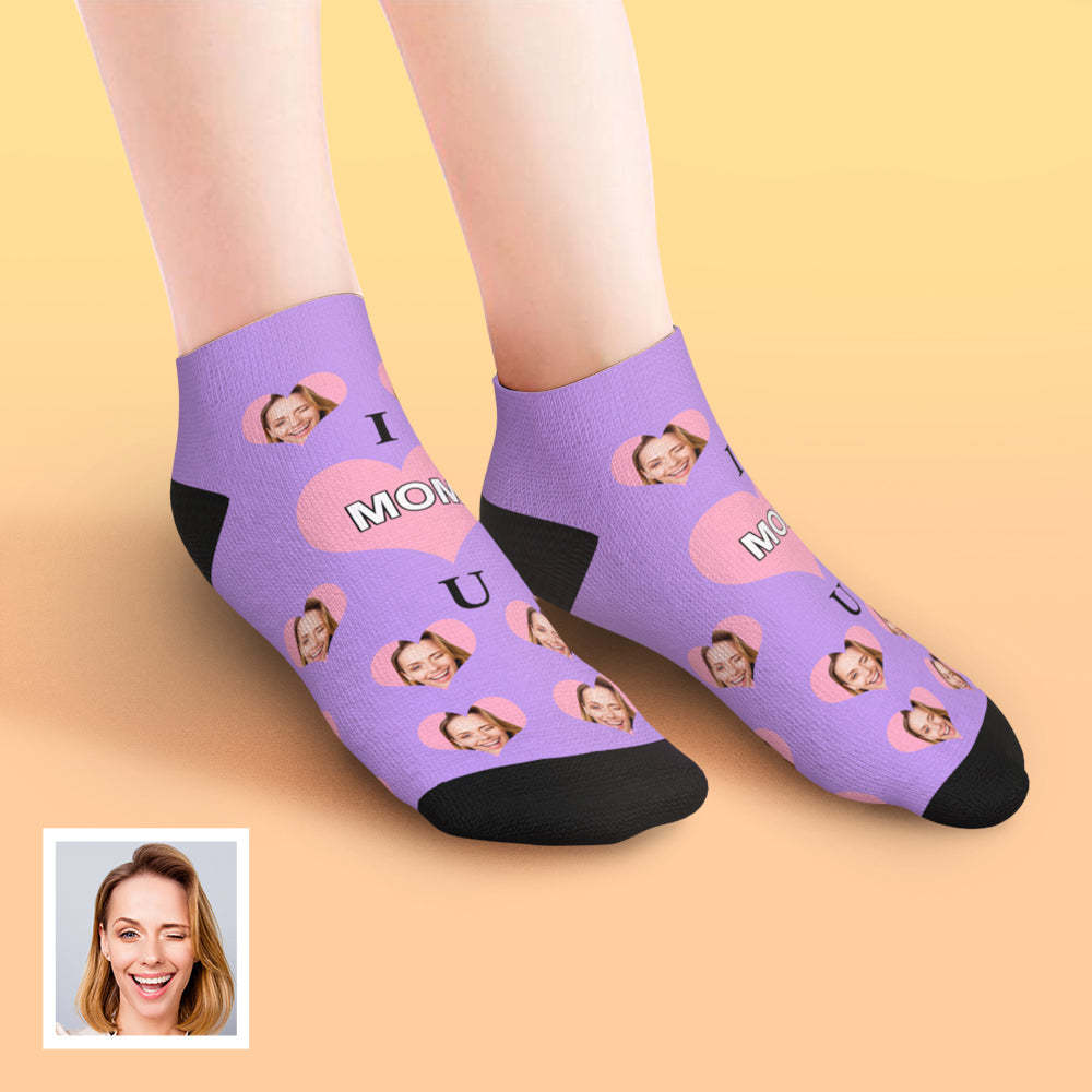 Custom Low Cut Ankle Face Socks I Love Mom - CalzoncillosfotoES