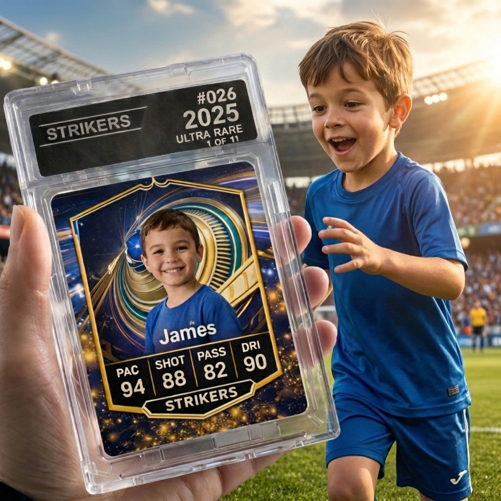 Benutzerdefinierte Sammelkarten-Plakette für Fußballspieler – personalisiertes Kinder-Sportkarten-Display, Acrylplatte als Geschenk für Jungen - meinemondlampe