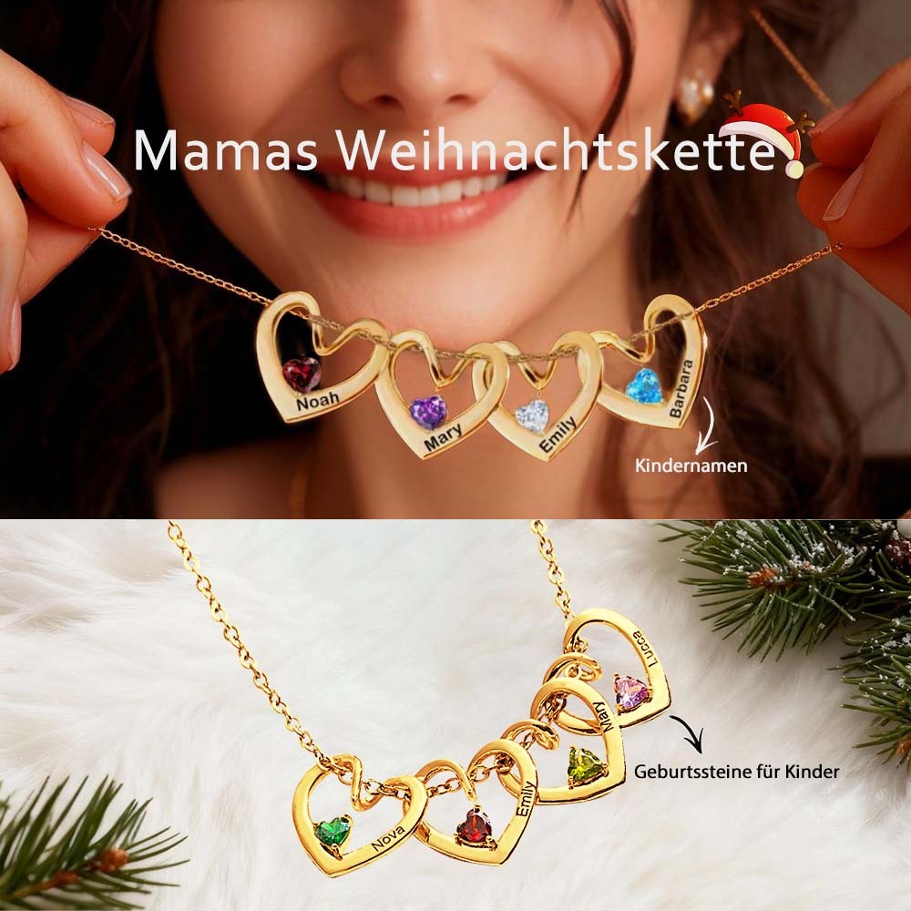 Personalisierte Herz-namens-geburtsstein-halskette Für Mama Oma