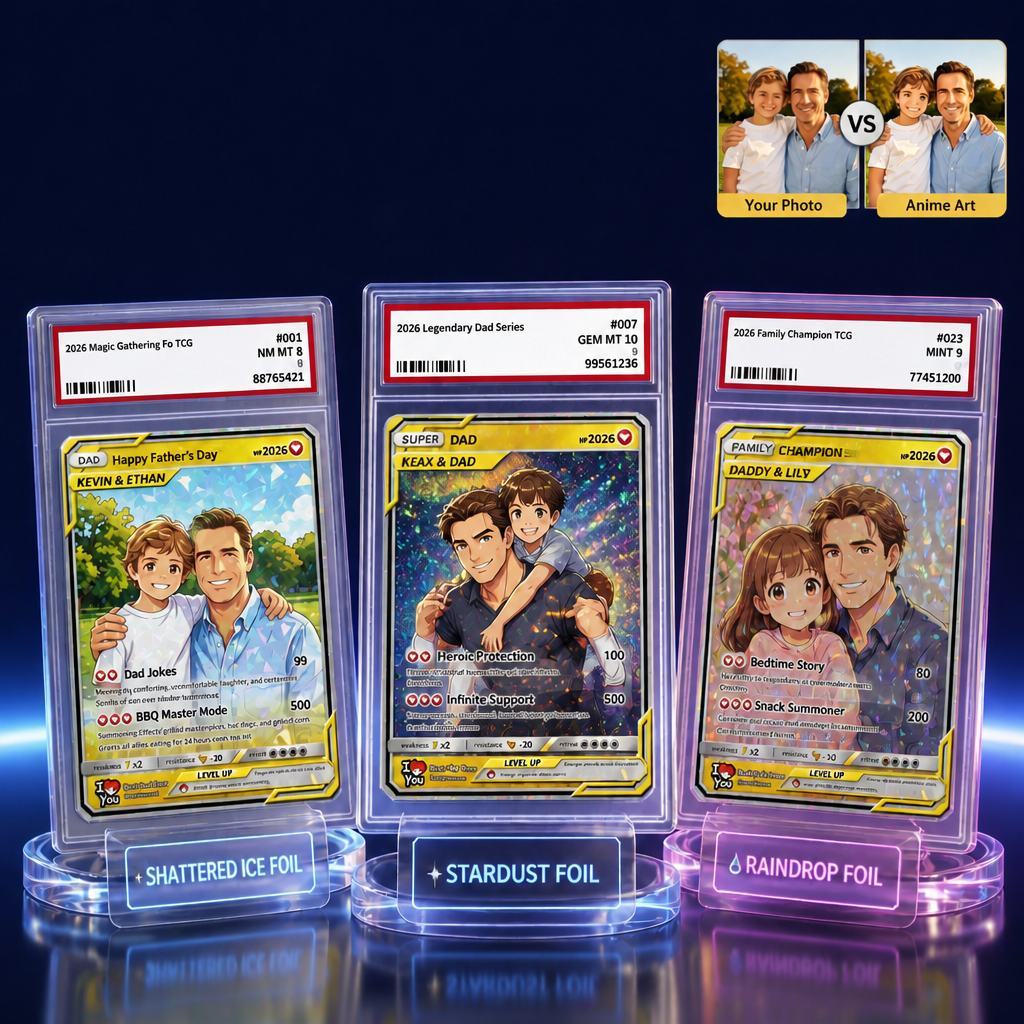Vatertagskarte, Personalisierte Pokerkarten, Individuelle Foto-zu-Holo-Karte, Vatertagsgeschenke Für Papa - meinemondlampe