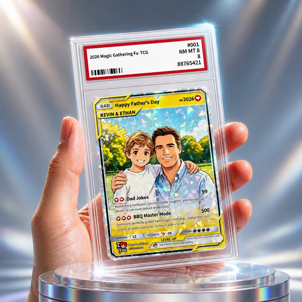 Vatertagskarte, Personalisierte Pokerkarten, Individuelle Foto-zu-Holo-Karte, Vatertagsgeschenke Für Papa - meinemondlampe