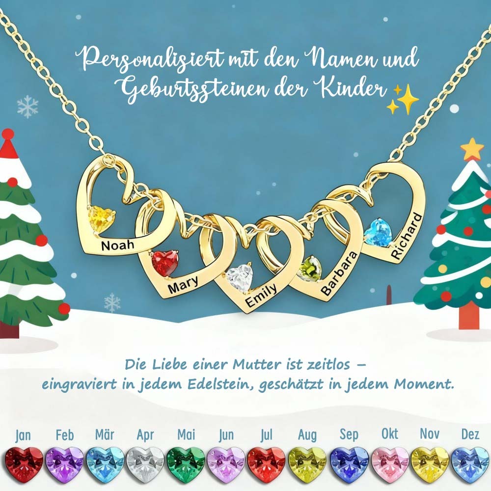Personalisierte Herz-namens-geburtsstein-halskette Für Mama Oma