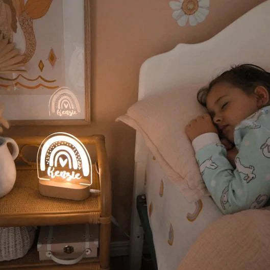 Personalisierte Baby Geschenk Kinderzimmer Dekor Benutzerdefinierten Namen Nachtlicht Boho Regenbogen Form Licht - meinemondlampe
