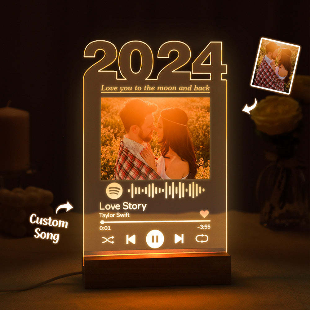Personalisiertes 2024 Spotify Nachtlicht, Individuelle Fotolampe, Raumdekoration, Acryl-plakette Für Freundin - meinemondlampe