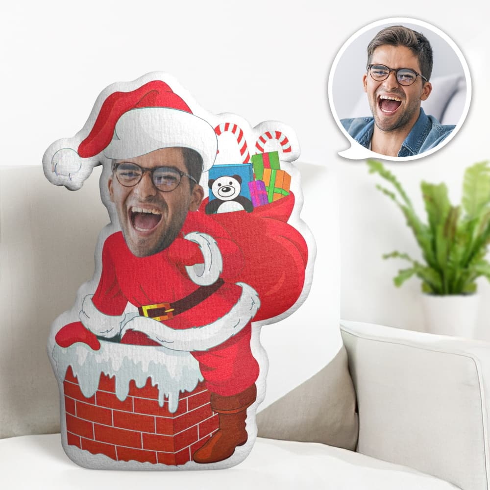 Personalisiertes Gesichtskissen Personalisiertes Fotokissen Schornsteingeschenk Weihnachtsmann Minime Kissen Geschenke Für Weihnachten - meinemondlampe