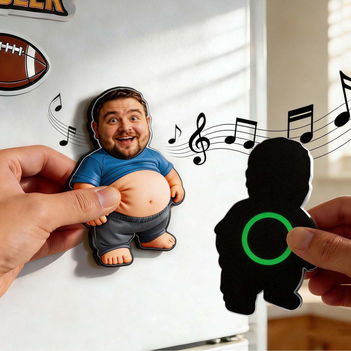 Personalisierter, Knautschbarer Kühlschrankmagnet Mit Foto Und Musik – Individuell Gestaltbarer Foto-charakter-magnet Zum Drücken Auf Den Bauch Mit Integriertem Sound, Lustiges Geschenk Für Familie Und Paare - meinemondlampe