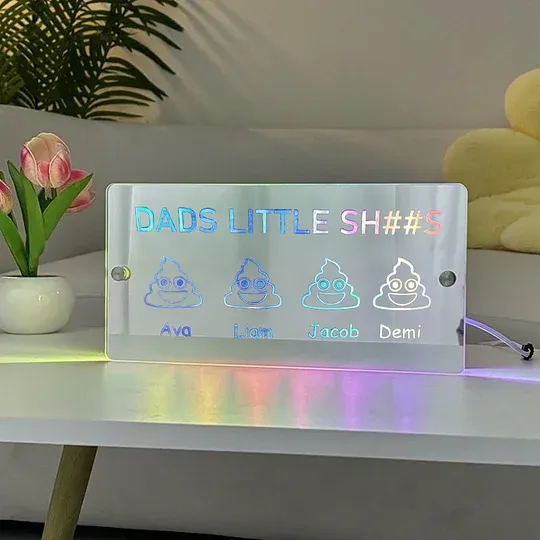 Dads Little Sh##s Personalisiertes Kindernamen-spiegellicht - meinemondlampe