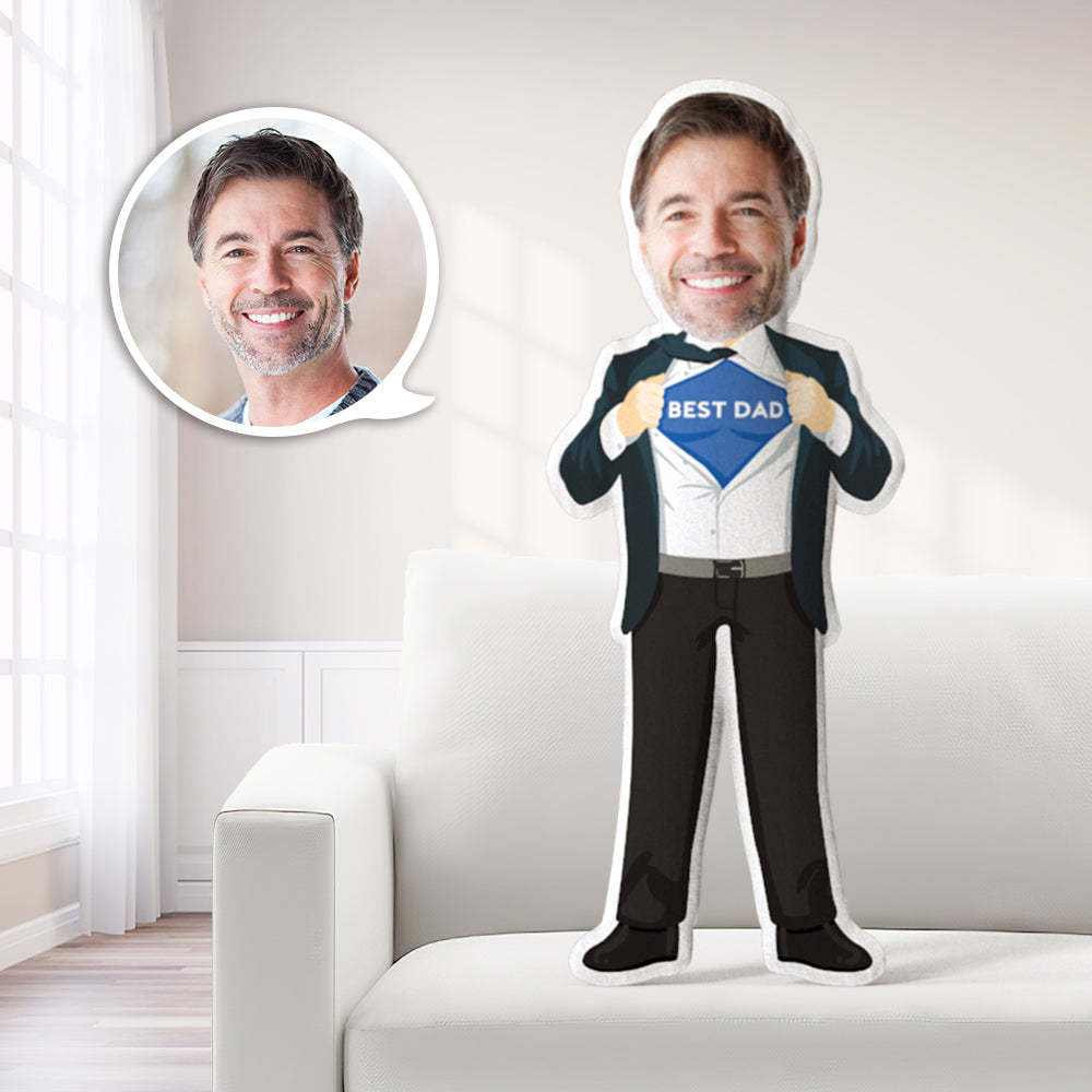 Best Dad Black Suit Personalisiertes Foto Mein Gesicht Auf Kissen Custom Minime Dolls Gag Gifts Toys - meinemondlampe