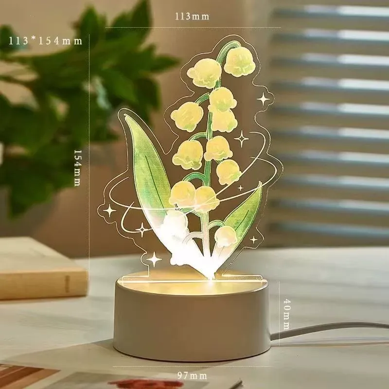 Personalisierte Led-nachtlampe Mit Ewiger Rose, Tulpe Und Maiglöckchen – Individuelle Blumenlampe Als Geschenk Zum Muttertag Für Mama - meinemondlampe