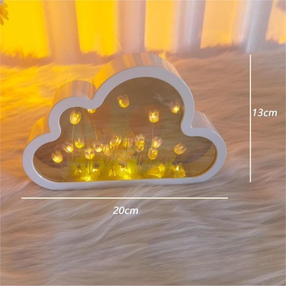 Diy Wolke Tulpe Spiegel Nachtlicht Simulation Blume Schlafzimmer Schlafen Tischlampe - meinemondlampe