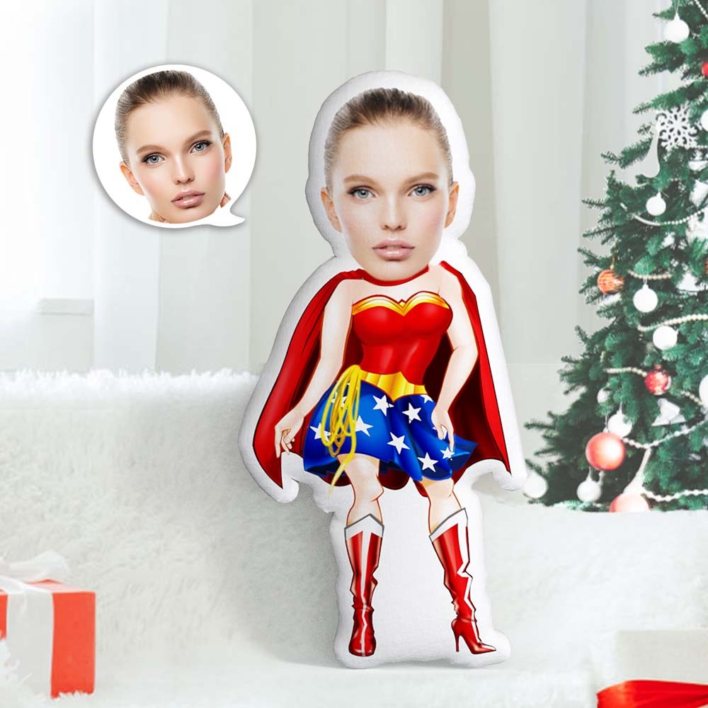 Weihnachtsgeschenke Personalisierte Foto-gesichtspuppen Mein Gesicht Auf Kissen Benutzerdefinierte Cheerleader-puppen In Einem Schönen Umhang-wurfkissen - meinemondlampe