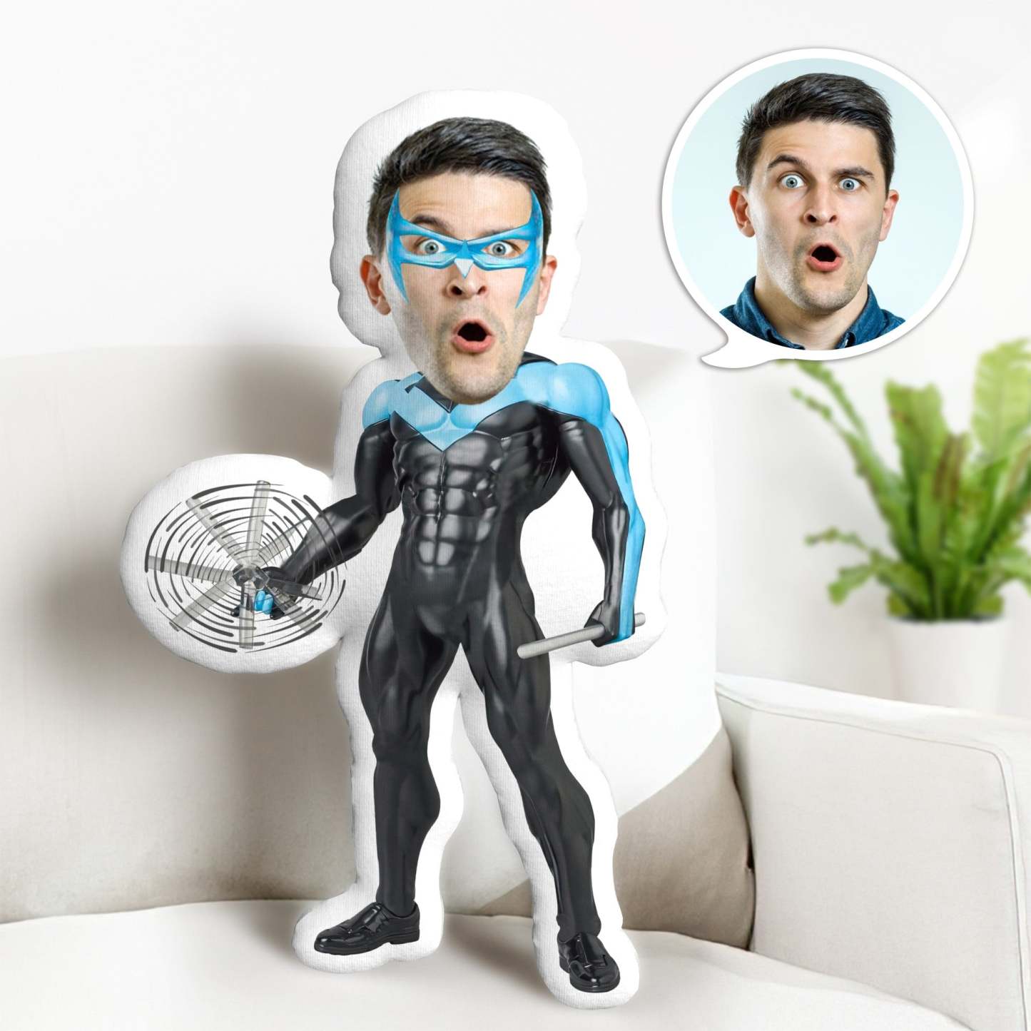 Kundenspezifisches Dick Grayson-puppen-kundenspezifisches Gesichts-kissen-personalisiertes Foto-kissen-superheld-geschenke - meinemondlampe