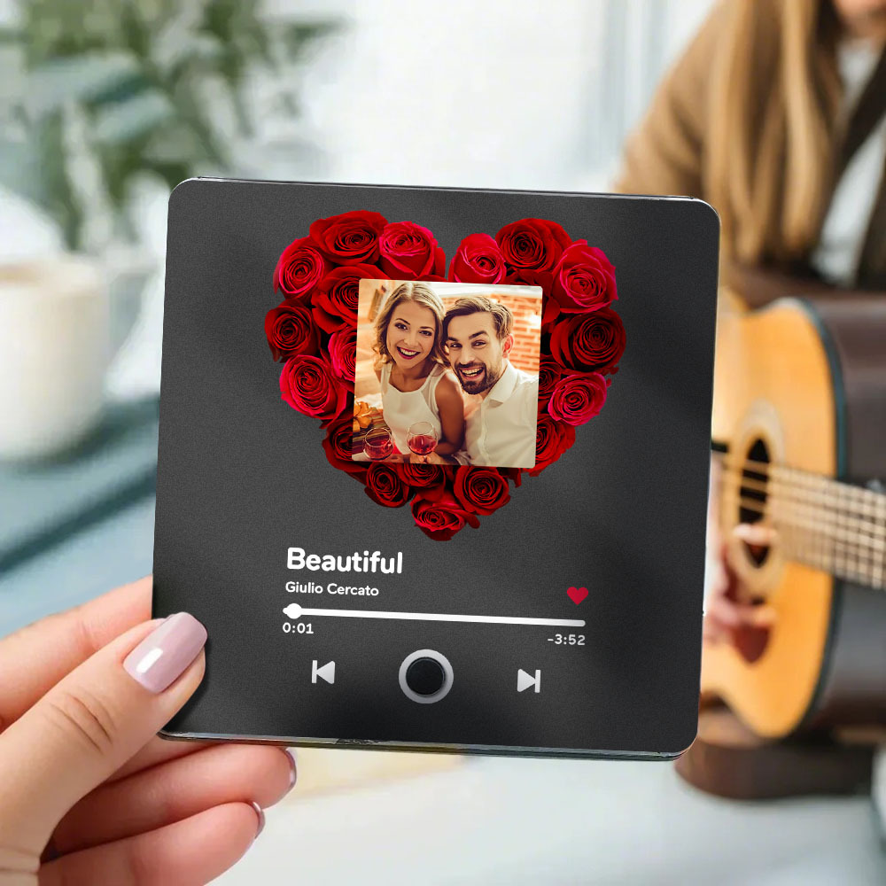 Personalisiertes Fotoalbum Zum Vatertag, Kühlschrankmagnet, Musik-wandfotoaufkleber, Bewegung, Die Ohne Handy Abgespielt Werden Kann, Musik-kühlschrankmagnet Pro Kann Lieder Abspielen - meinemondlampe