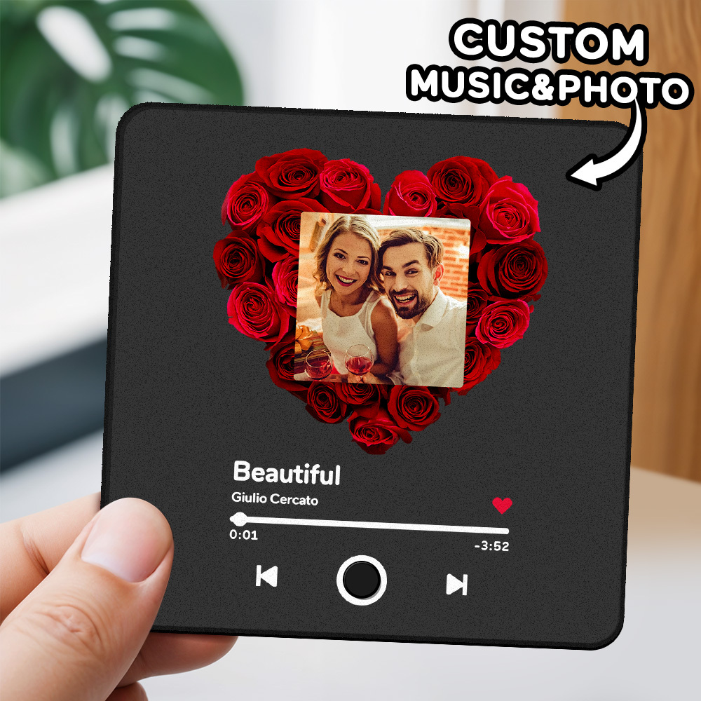 Personalisiertes Fotoalbum Zum Vatertag, Kühlschrankmagnet, Musik-wandfotoaufkleber, Bewegung, Die Ohne Handy Abgespielt Werden Kann, Musik-kühlschrankmagnet Pro Kann Lieder Abspielen - meinemondlampe