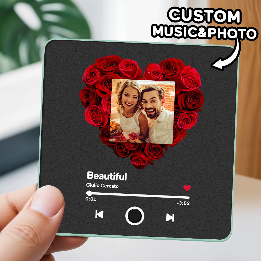 Personalisiertes Fotoalbum Zum Vatertag, Kühlschrankmagnet, Musik-wandfotoaufkleber, Bewegung, Die Ohne Handy Abgespielt Werden Kann, Musik-kühlschrankmagnet Pro Kann Lieder Abspielen - meinemondlampe