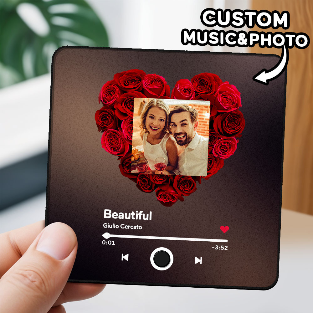 Personalisiertes Fotoalbum Zum Vatertag, Kühlschrankmagnet, Musik-wandfotoaufkleber, Bewegung, Die Ohne Handy Abgespielt Werden Kann, Musik-kühlschrankmagnet Pro Kann Lieder Abspielen - meinemondlampe