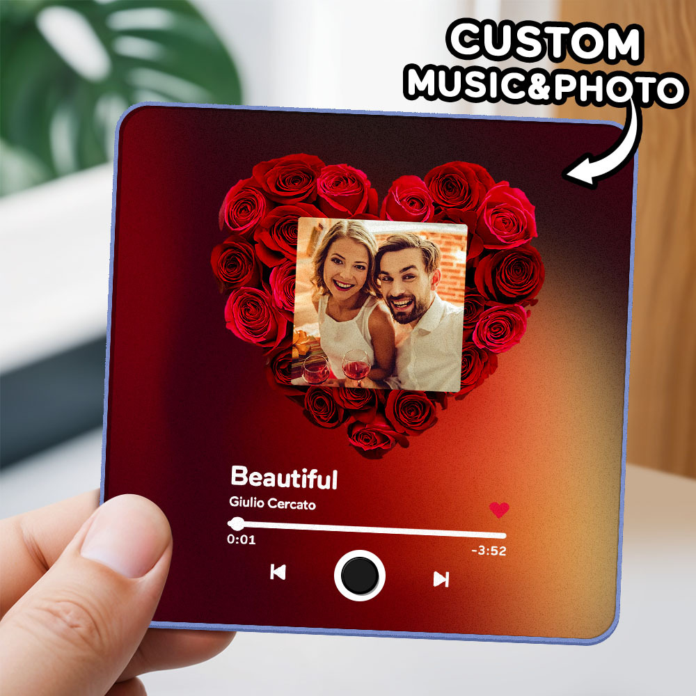 Personalisiertes Fotoalbum Zum Vatertag, Kühlschrankmagnet, Musik-wandfotoaufkleber, Bewegung, Die Ohne Handy Abgespielt Werden Kann, Musik-kühlschrankmagnet Pro Kann Lieder Abspielen - meinemondlampe
