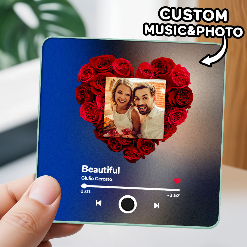 Personalisiertes Fotoalbum Zum Vatertag, Kühlschrankmagnet, Musik-wandfotoaufkleber, Bewegung, Die Ohne Handy Abgespielt Werden Kann, Musik-kühlschrankmagnet Pro Kann Lieder Abspielen - meinemondlampe