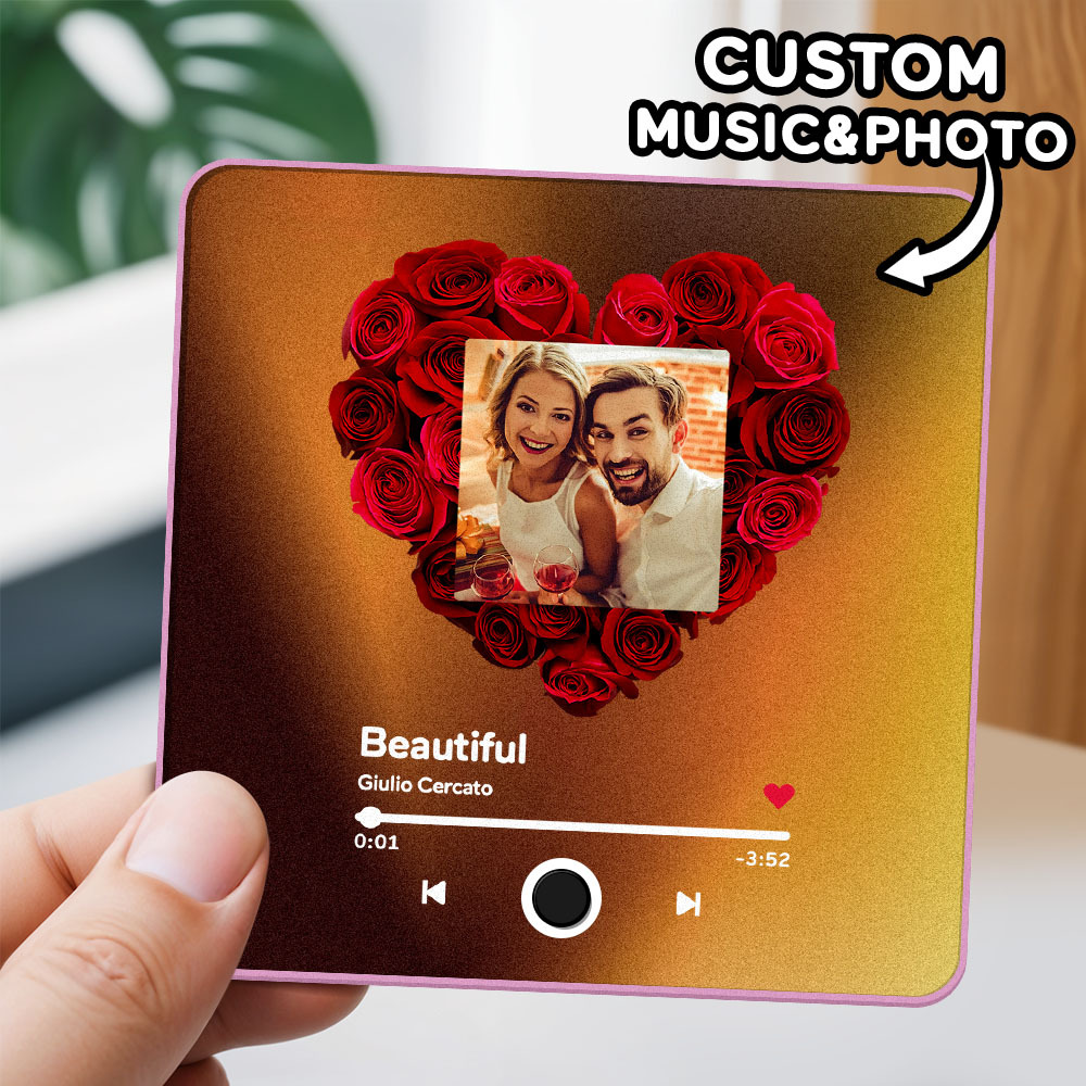 Personalisiertes Fotoalbum Zum Vatertag, Kühlschrankmagnet, Musik-wandfotoaufkleber, Bewegung, Die Ohne Handy Abgespielt Werden Kann, Musik-kühlschrankmagnet Pro Kann Lieder Abspielen - meinemondlampe