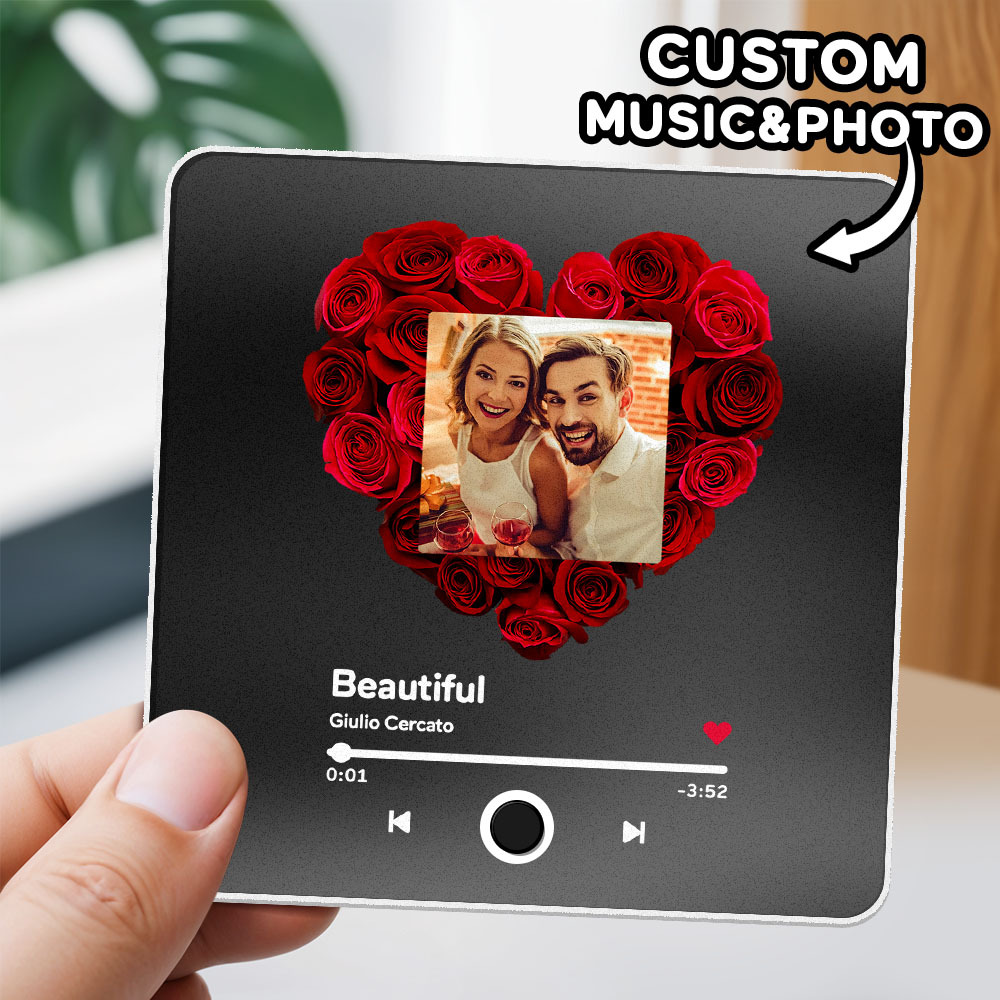 Personalisiertes Fotoalbum Zum Vatertag, Kühlschrankmagnet, Musik-wandfotoaufkleber, Bewegung, Die Ohne Handy Abgespielt Werden Kann, Musik-kühlschrankmagnet Pro Kann Lieder Abspielen - meinemondlampe