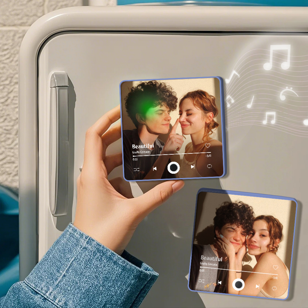 Personalisierter Fotoalbum-kühlschrankmagnet, Musik-wand-fotoaufkleber, Musikbewegung, Die Ohne Handy Abgespielt Werden Kann, Music Fridge Magnet Pro - meinemondlampe