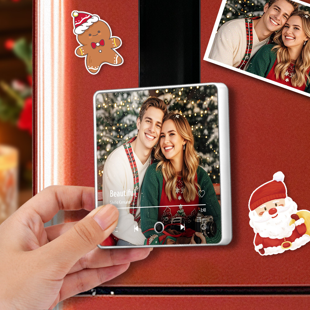 Personalisierter Fotoalbum-kühlschrankmagnet, Musik-wand-fotoaufkleber, Musikbewegung, Die Ohne Handy Abgespielt Werden Kann. Musik-kühlschrankmagnet Pro Kann Lieder Abspielen