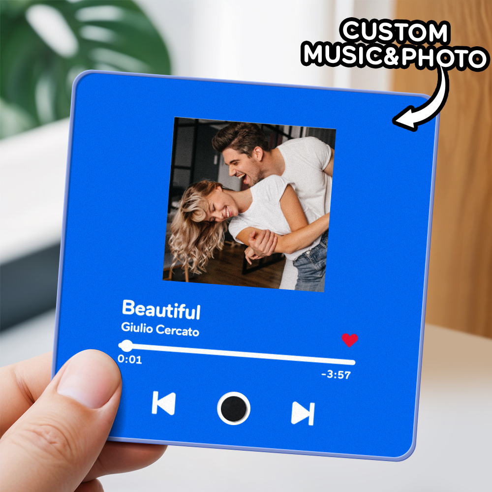 Personalisiertes Fotoalbum Zum Vatertag, Kühlschrankmagnet, Musik-wandfotoaufkleber, Bewegung, Die Ohne Handy Abgespielt Werden Kann, Musik-kühlschrankmagnet Pro Kann Lieder Abspielen - meinemondlampe