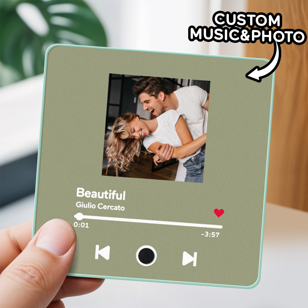 Personalisiertes Fotoalbum Zum Vatertag, Kühlschrankmagnet, Musik-wandfotoaufkleber, Bewegung, Die Ohne Handy Abgespielt Werden Kann, Musik-kühlschrankmagnet Pro Kann Lieder Abspielen - meinemondlampe