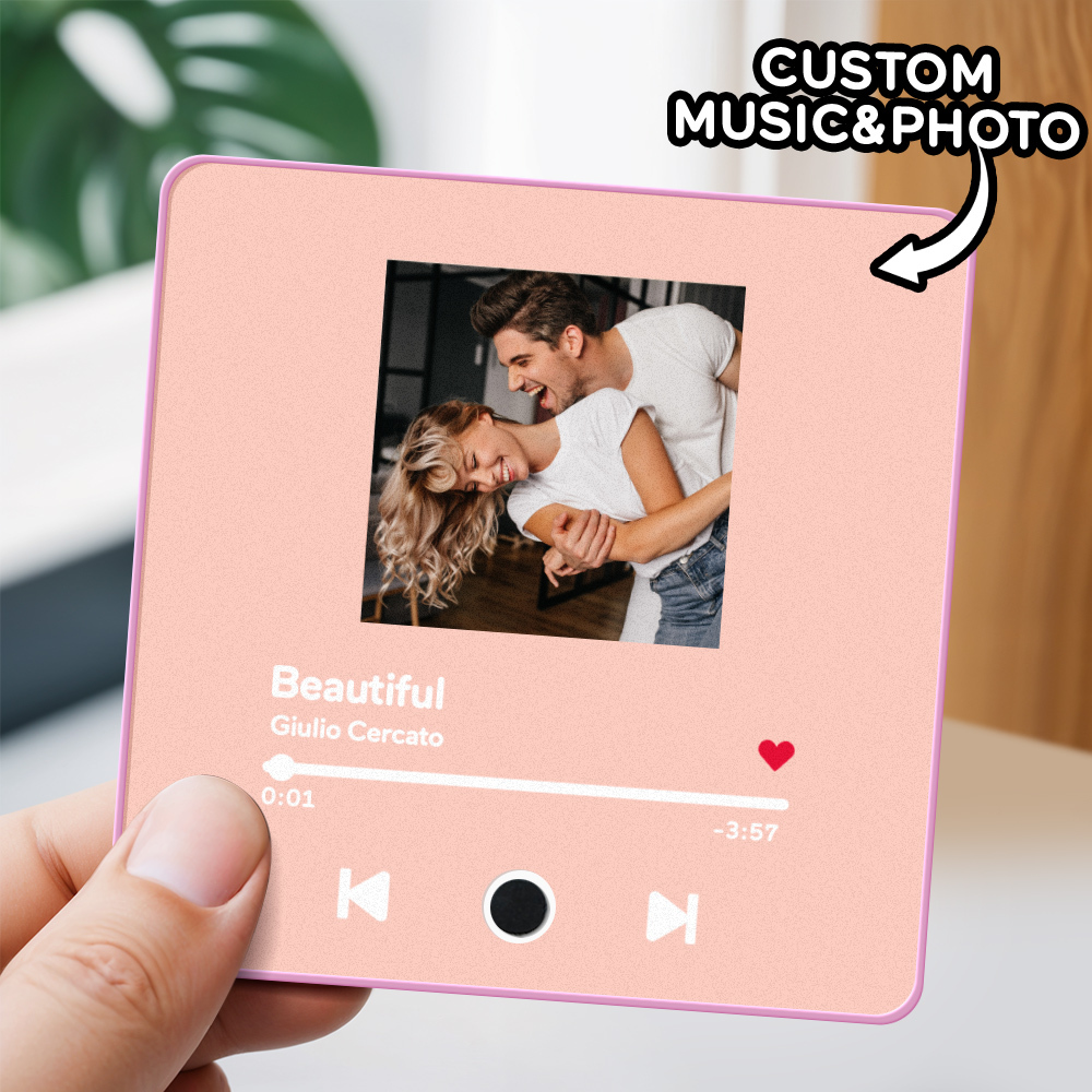 Personalisiertes Fotoalbum Zum Vatertag, Kühlschrankmagnet, Musik-wandfotoaufkleber, Bewegung, Die Ohne Handy Abgespielt Werden Kann, Musik-kühlschrankmagnet Pro Kann Lieder Abspielen - meinemondlampe