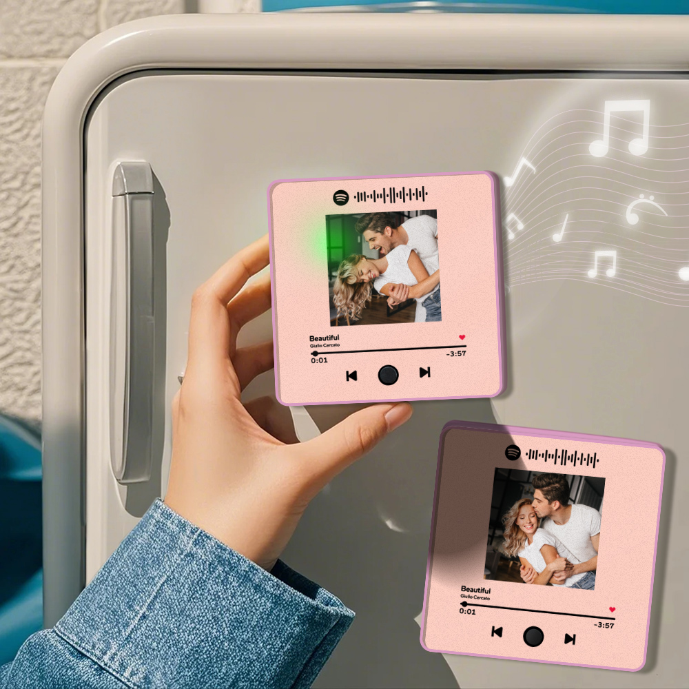 Personalisierter Fotoalbum-kühlschrankmagnet, Musik-wand-fotoaufkleber, Musikbewegung, Die Ohne Handy Abgespielt Werden Kann, Music Fridge Magnet Pro - meinemondlampe