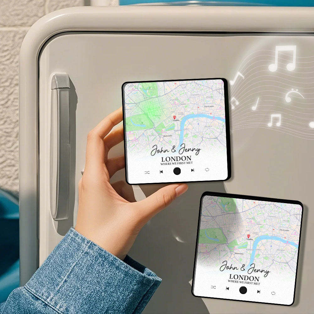 Personalisierter Kühlschrankmagnet Mit Album, Wo Alles Begann, Stadtplan, Musikmagnete Können Lieder Abspielen, Jubiläumsgeschenke - meinemondlampe