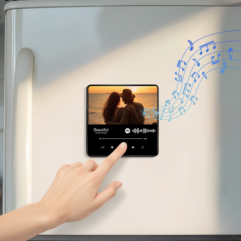 Personalisierter Fotoalbum-kühlschrankmagnet, Musik-wand-fotoaufkleber, Musikbewegung, Die Ohne Handy Abgespielt Werden Kann. Musik-kühlschrankmagnet Pro Kann Lieder Abspielen - meinemondlampe