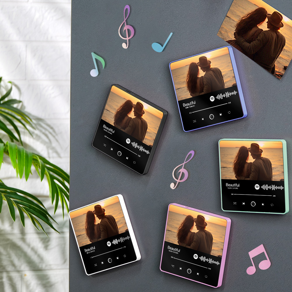 Personalisierter Fotoalbum-kühlschrankmagnet, Musik-wand-fotoaufkleber, Musikbewegung, Die Ohne Handy Abgespielt Werden Kann. Musik-kühlschrankmagnet Pro Kann Lieder Abspielen - meinemondlampe