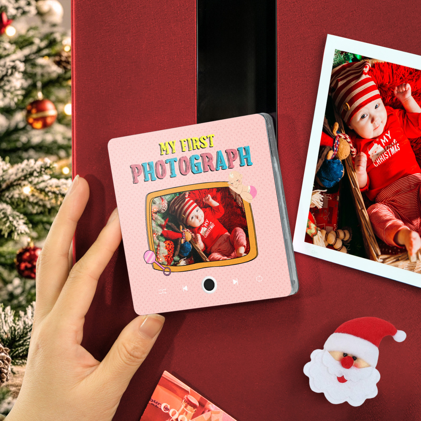 Personalisierter Musik-kühlschrankmagnet, Erstes Foto Des Babys, Weihnachtsgeschenke Für Die Familie. Benutzerdefinierte Musikmagnete Können Lieder Abspielen - meinemondlampe