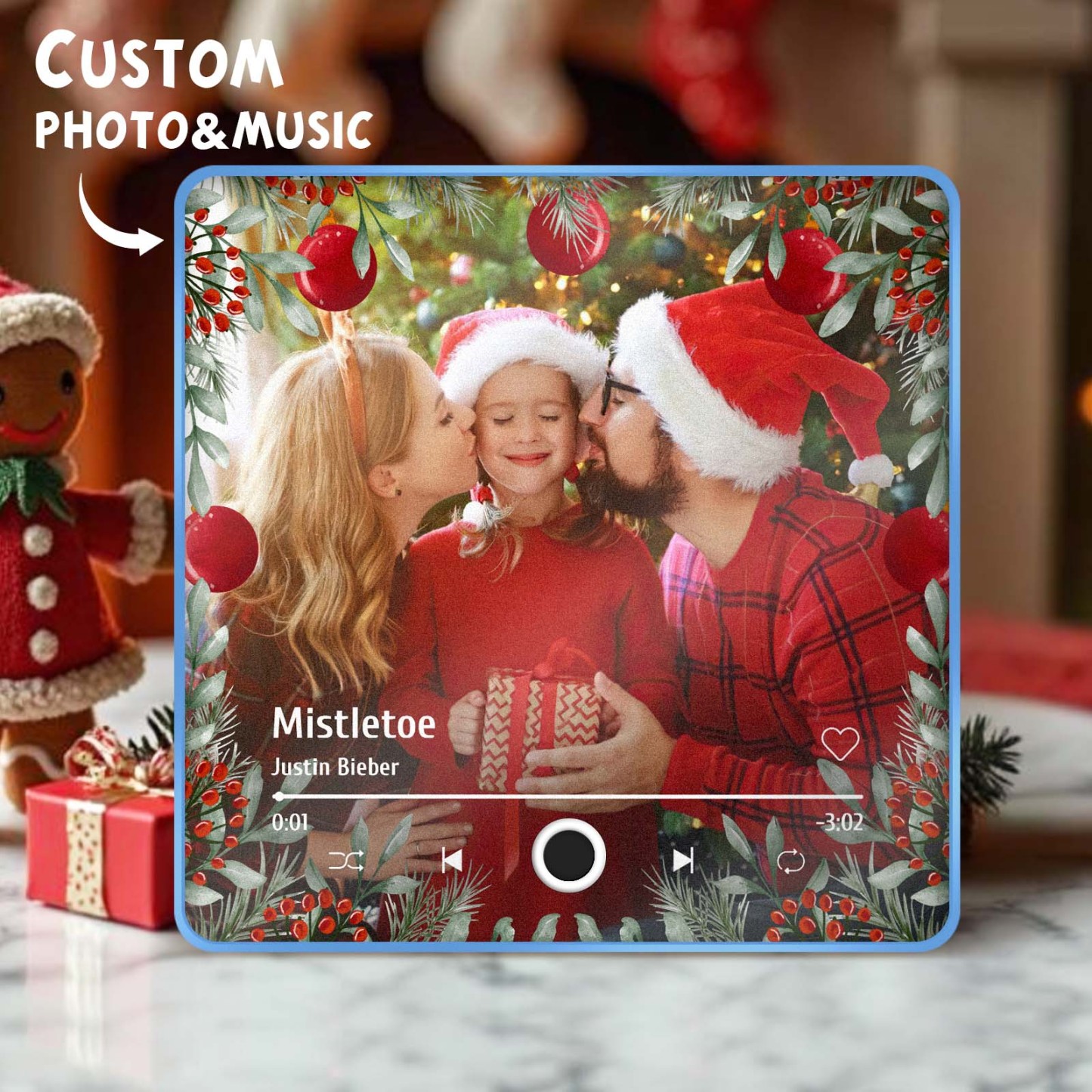 Weihnachtsmusik-kühlschrankmagnet, Personalisierte Familienfoto-musikmagnete, Können Lieder Abspielen, Weihnachtsgeschenke - meinemondlampe