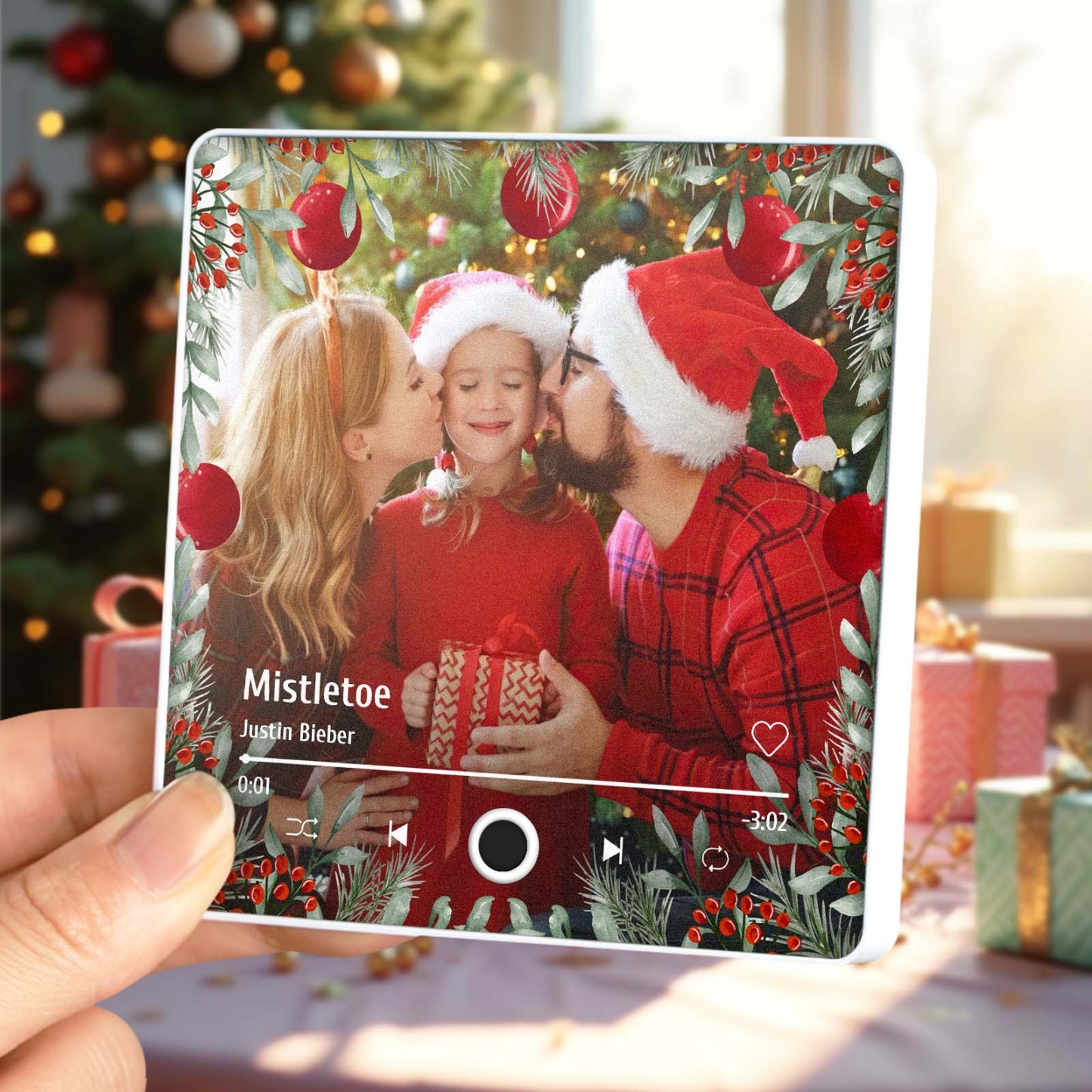 Weihnachtsmusik-kühlschrankmagnet, Personalisierte Familienfoto-musikmagnete, Können Lieder Abspielen, Weihnachtsgeschenke - meinemondlampe