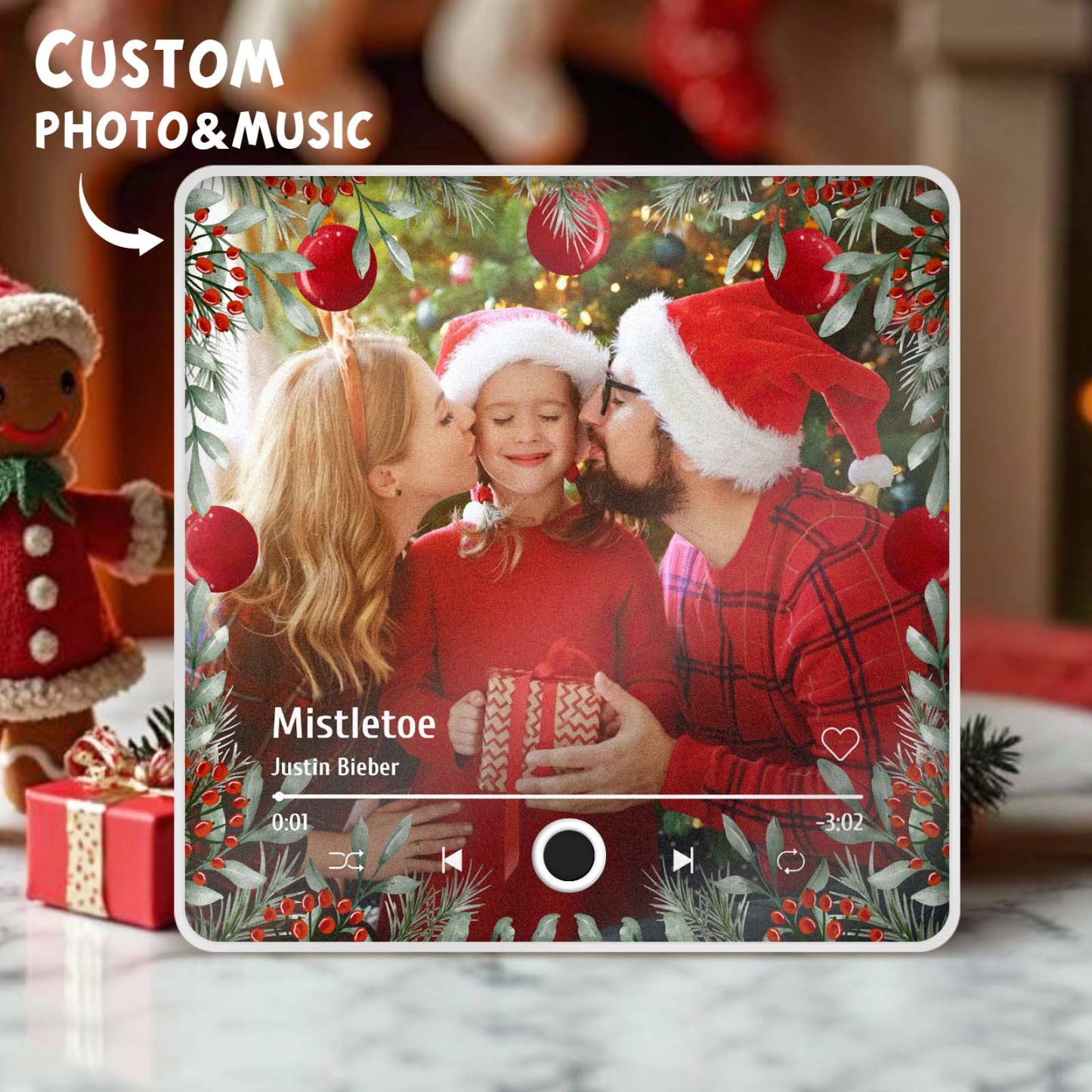 Weihnachtsmusik-kühlschrankmagnet, Personalisierte Familienfoto-musikmagnete, Können Lieder Abspielen, Weihnachtsgeschenke - meinemondlampe