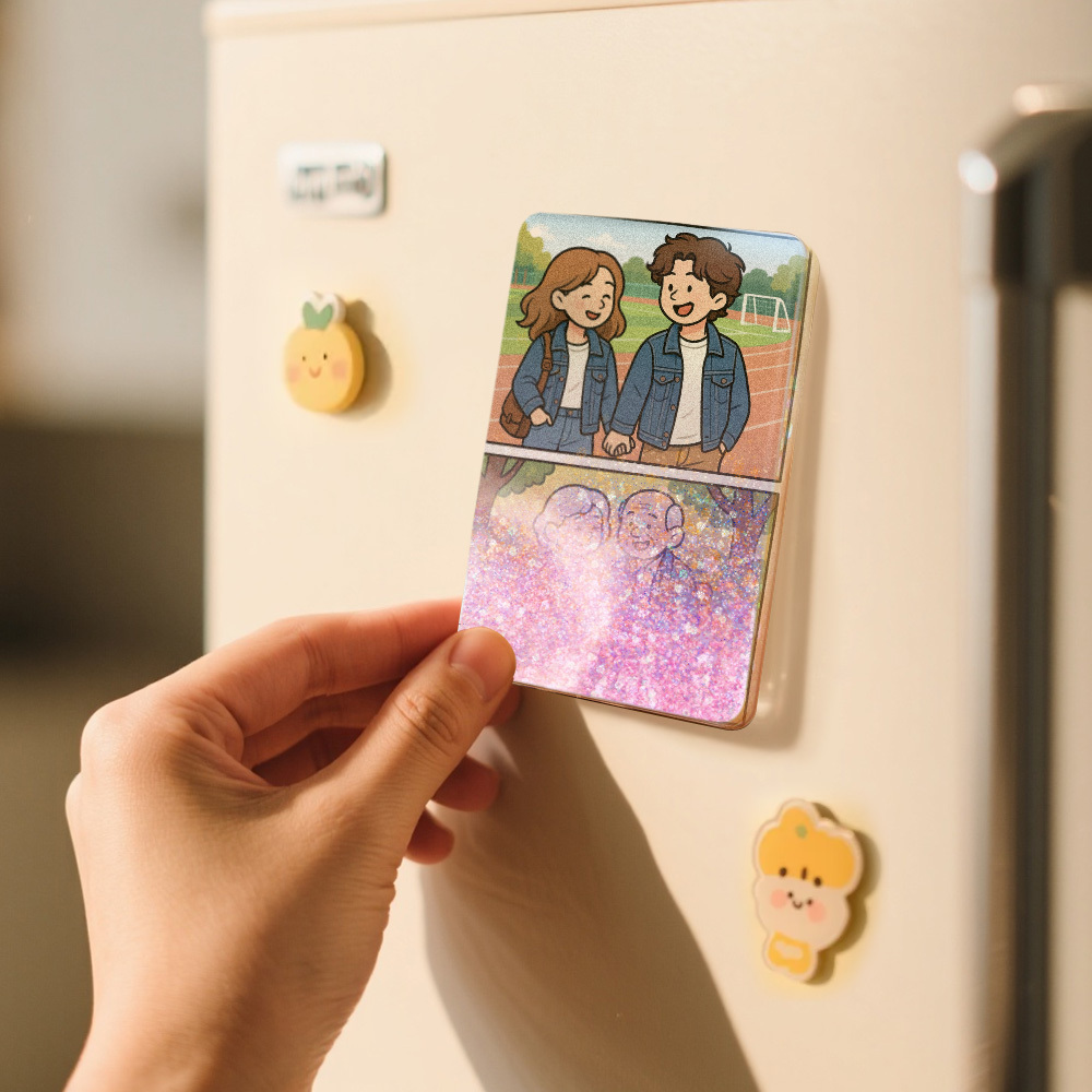 Benutzerdefinierte Cartoon Benutzerdefinierte Portrait Figur Junge & Ältere Stil Kühlschrank Magnet Personalisierte Quicksand Kühlschrank Magnet Weihnachtsgeschenk - meinemondlampe