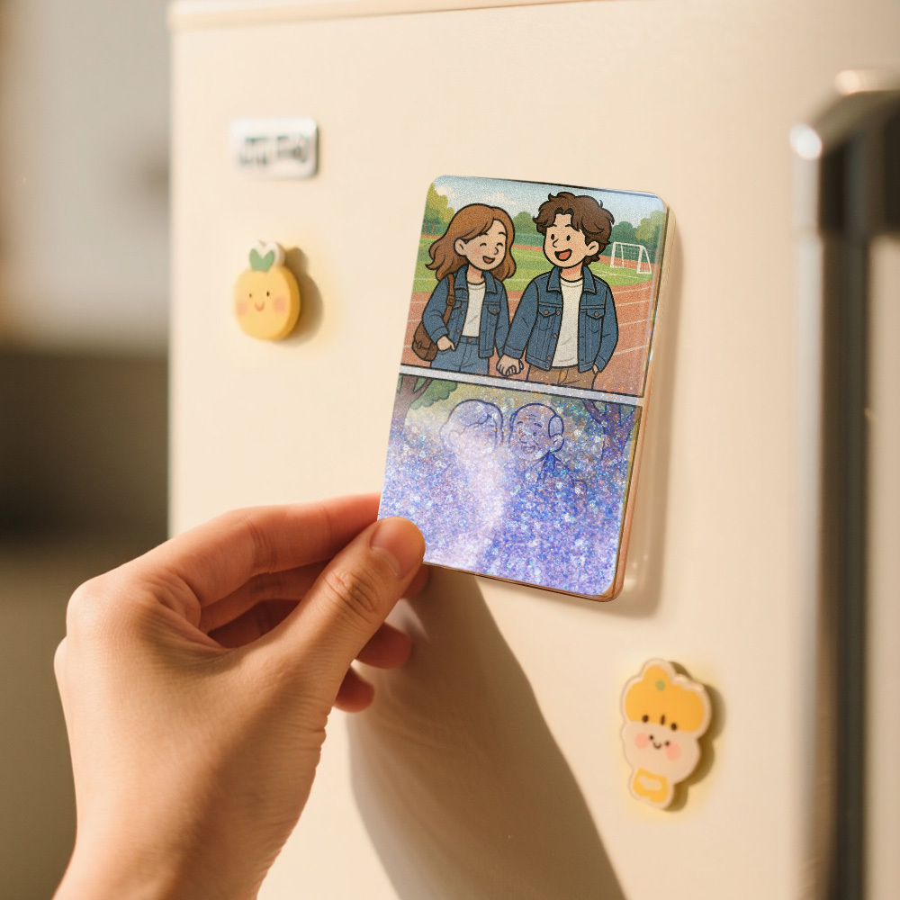 Benutzerdefinierte Cartoon Benutzerdefinierte Portrait Figur Junge & Ältere Stil Kühlschrank Magnet Personalisierte Quicksand Kühlschrank Magnet Weihnachtsgeschenk - meinemondlampe