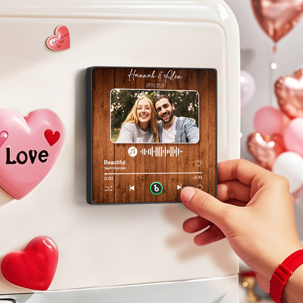 Kühlschrankmagnet Mit Individuellem Foto, Musik Kann Ohne Handy Abgespielt Werden, Musik-kühlschrankmagnet - meinemondlampe
