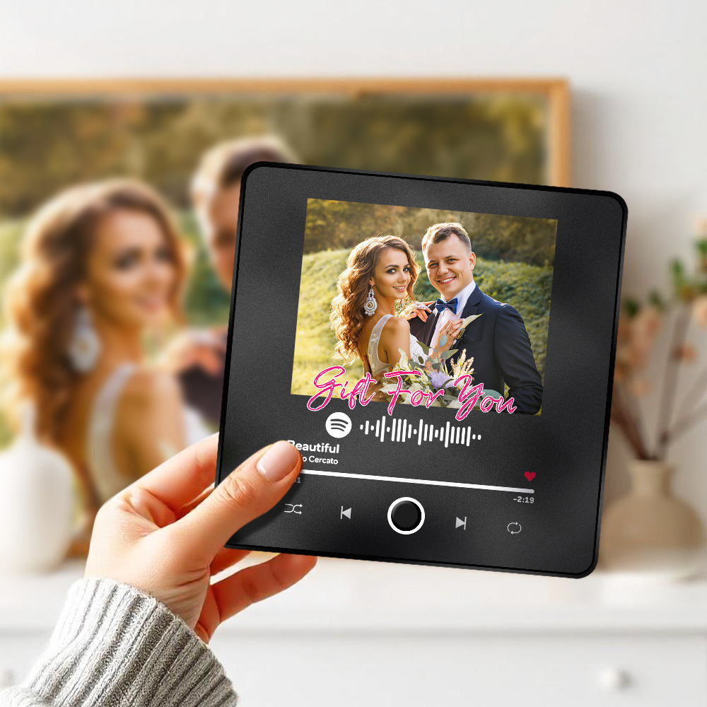 Personalisierter Fotoalbum-kühlschrankmagnet, Musik-wand-fotoaufkleber, Musikbewegung, Die Ohne Handy Abgespielt Werden Kann. Musik-kühlschrankmagnet Pro Kann Lieder Abspielen - meinemondlampe