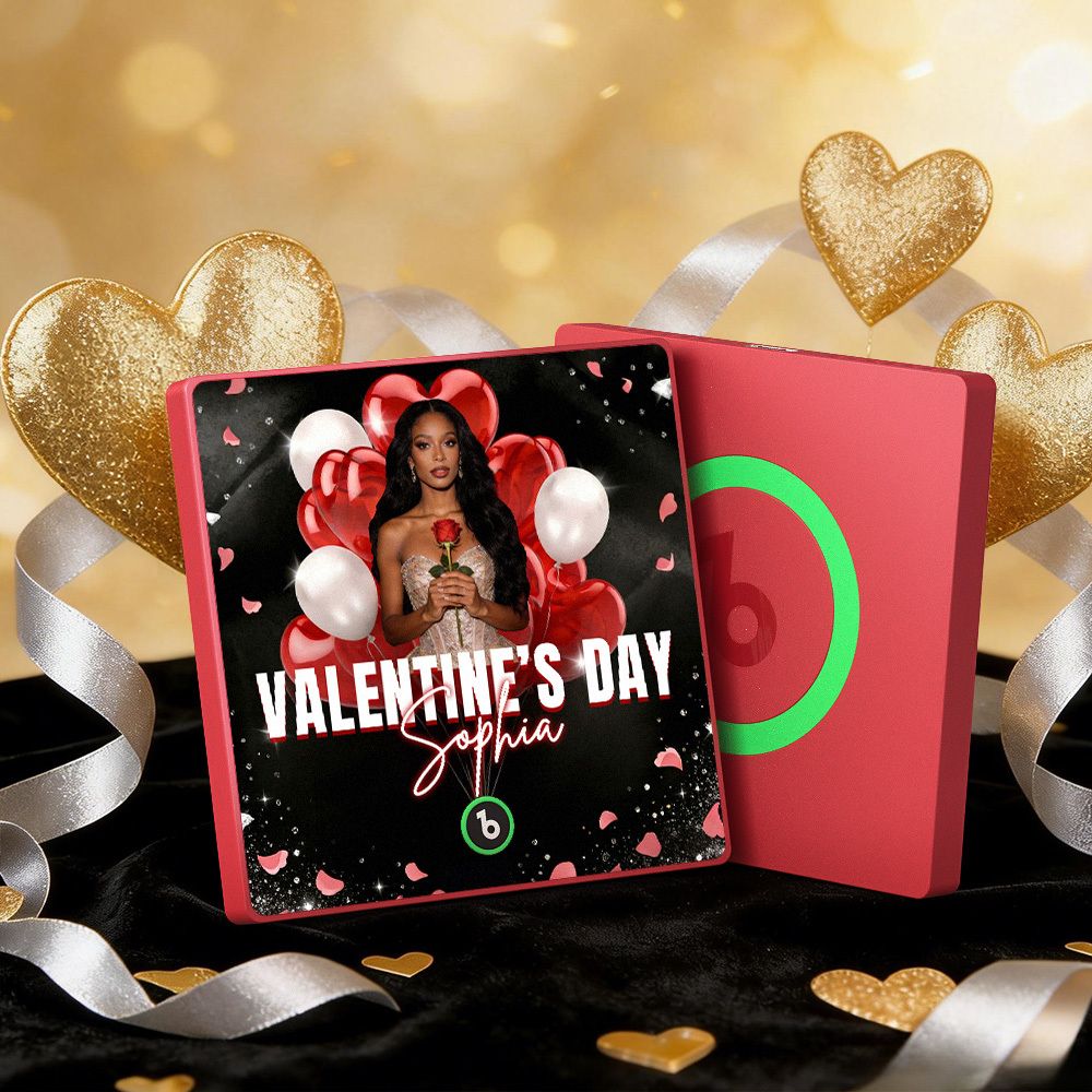 Individuell Gestaltbare Musik-kühlschrankmagnete Mit Buntem Rahmen, Album-kühlschrankmagnet, Der Lieder Abspielen Kann, Herz- Und Ballon-motiv, Valentinstagsgeschenk - meinemondlampe