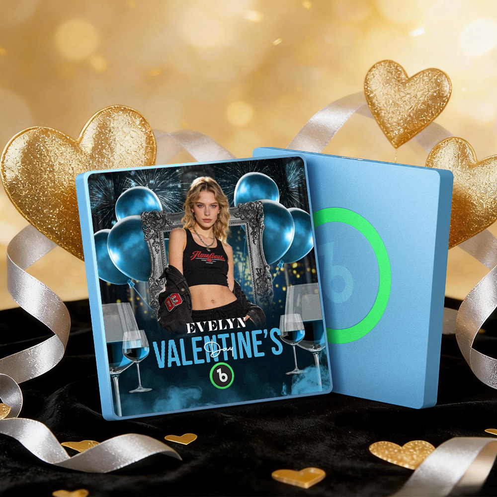 Individuell Gestaltbarer Musik-kühlschrankmagnet Mit Blauem Ballon Und Buntem Rahmen – Ein Kühlschrankmagnet Mit Musikfunktion, Der Lieder Abspielen Kann – Ein Perfektes Valentinstagsgeschenk - meinemondlampe