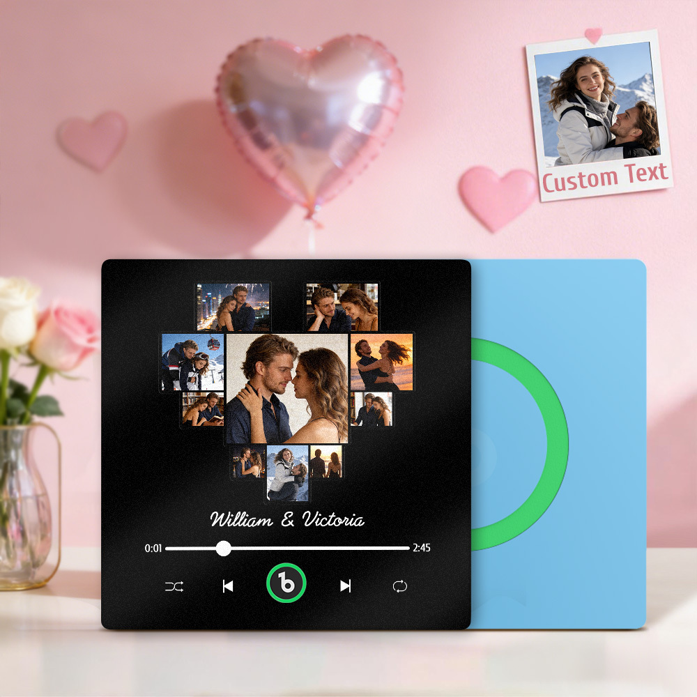 Personalisierter Kühlschrankmagnet In Herzform Mit Fotos Und Musik, Individueller Namensrahmen, Geschenk Für Paare - meinemondlampe
